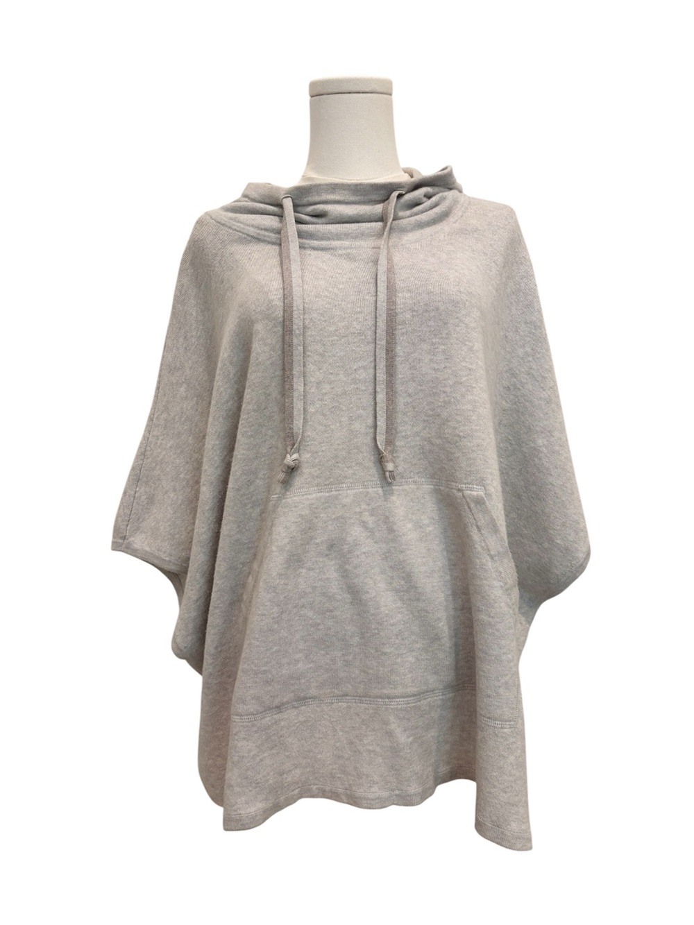 Kinross Knit Poncho Cashmere Blend Grey One Size